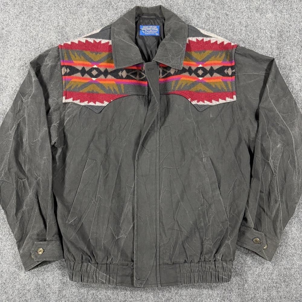 Vintage Pendleton Aztec Jacket Small Wool Yoke Western Zip Fade Rare